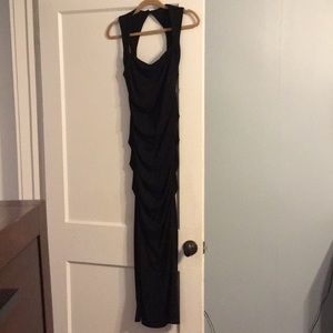 Nicole Miller ruched long black dress